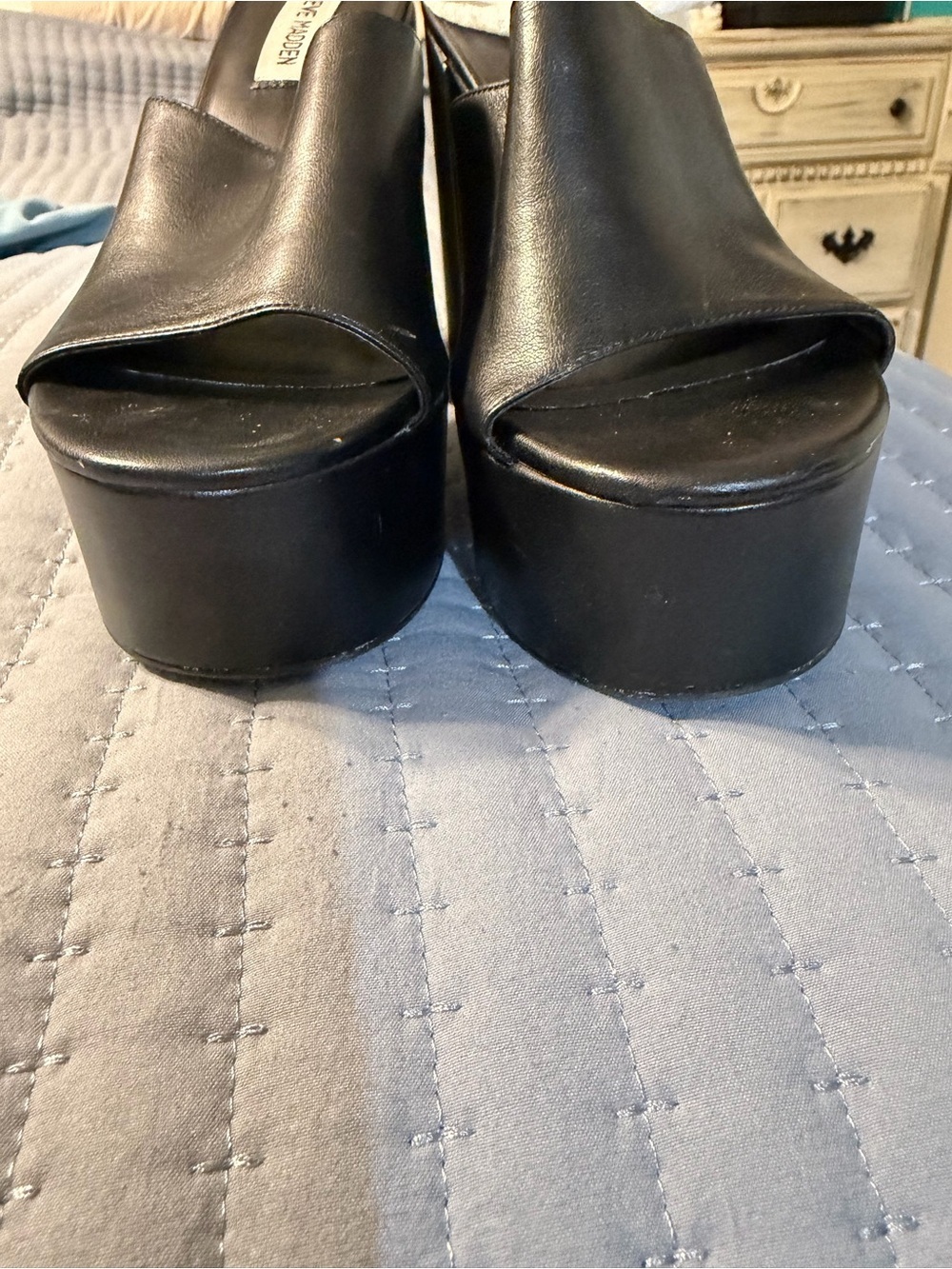 Steve Madden Black Platform Block Heel Mules 10 - Picture 3 of 7